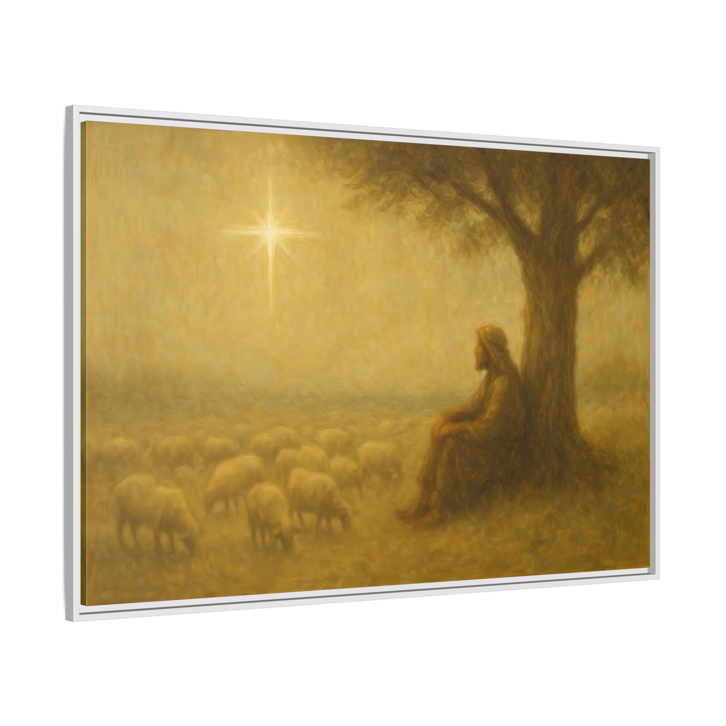 Shepherd In The Field - Framed Canvas
