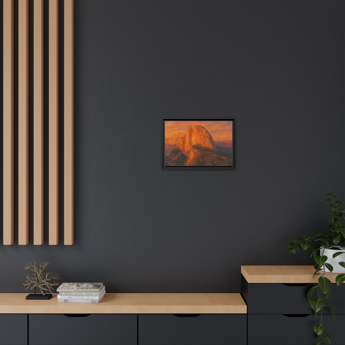 Sunset Over Half Dome - Framed Canvas