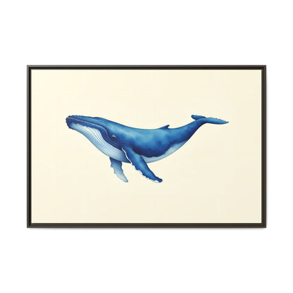 Blue Whale Watercolor - Framed Canvas