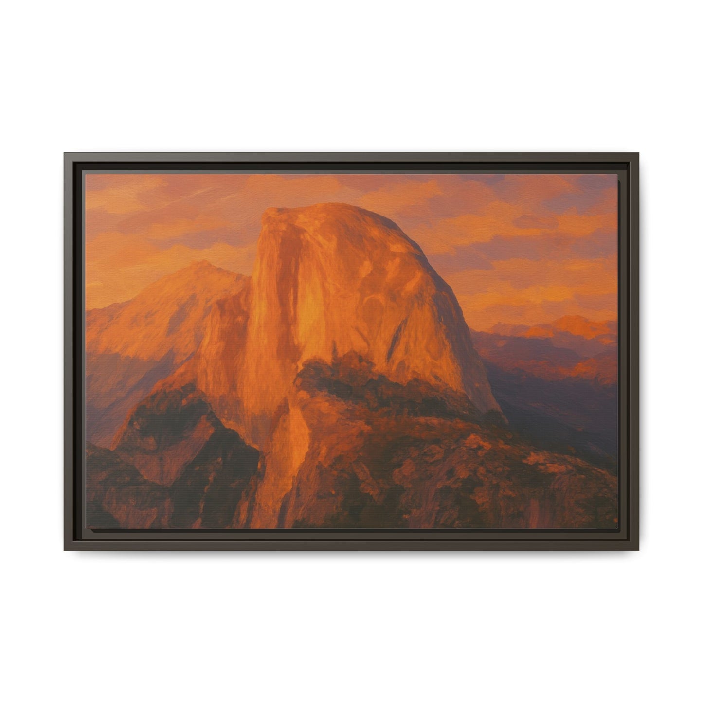 Sunset Over Half Dome - Framed Canvas