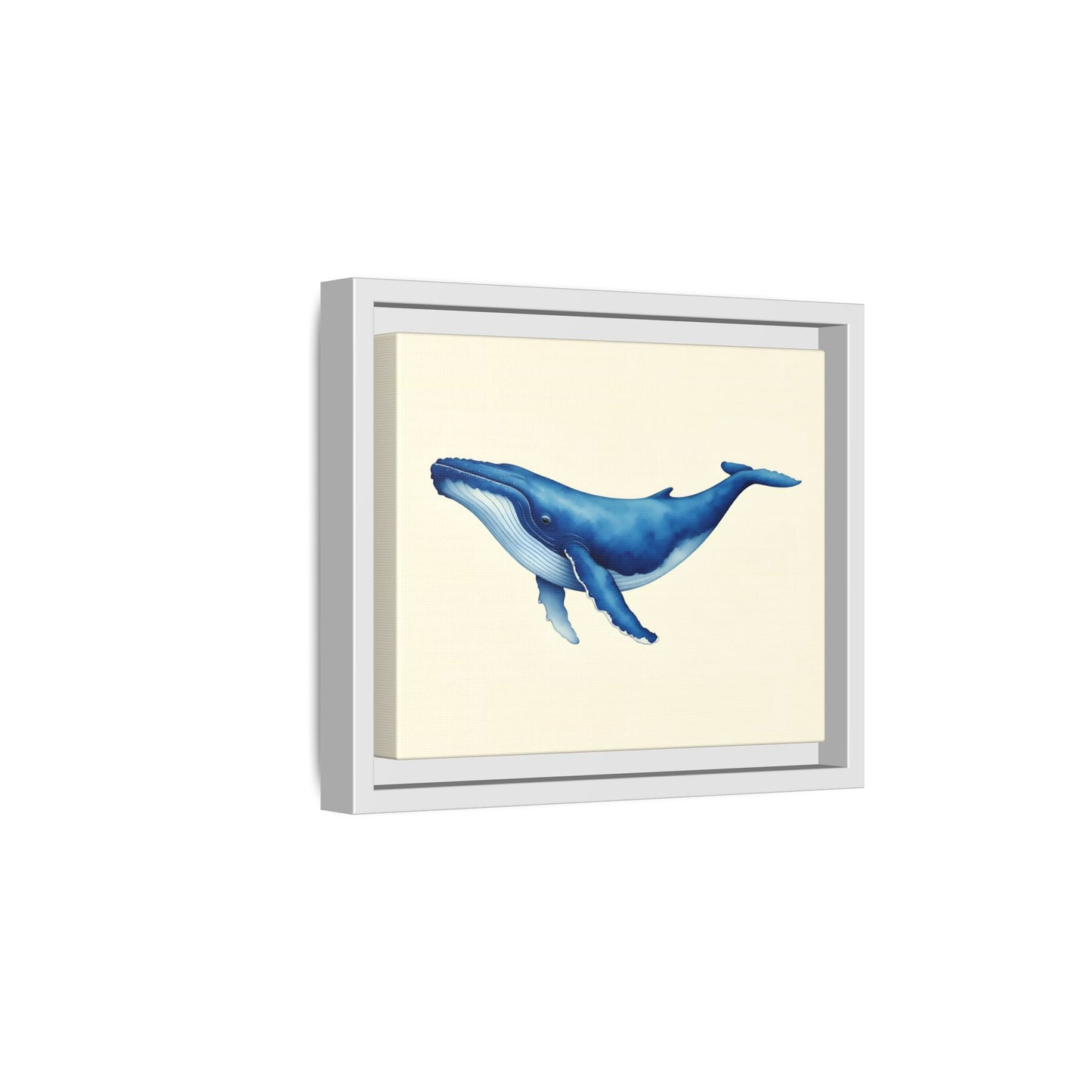 Blue Whale Watercolor - Framed Canvas