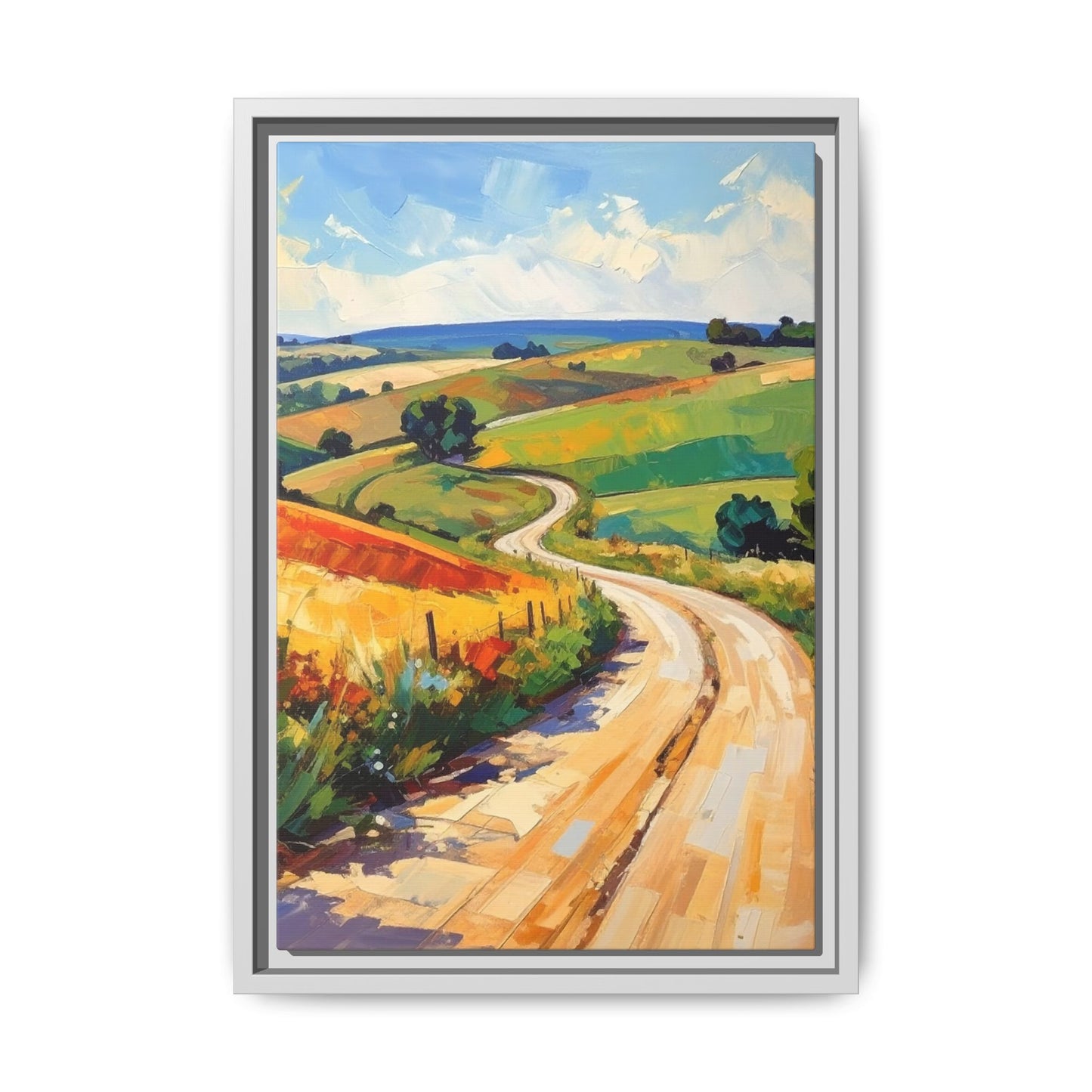Lazy Country Road #3 - Framed Canvas