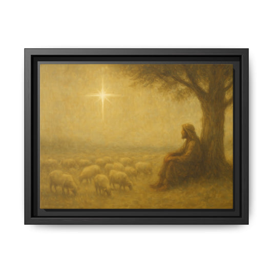 Shepherd In The Field - Framed Canvas
