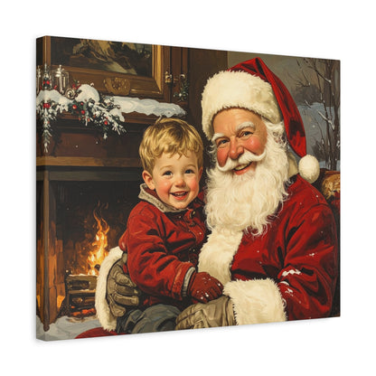 Vintage Santa with Little Boy - Canvas