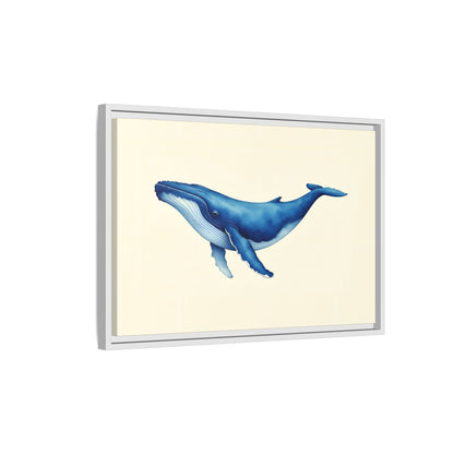 Blue Whale Watercolor - Framed Canvas