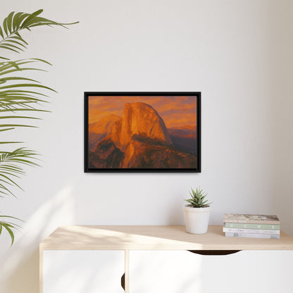 Sunset Over Half Dome - Framed Canvas