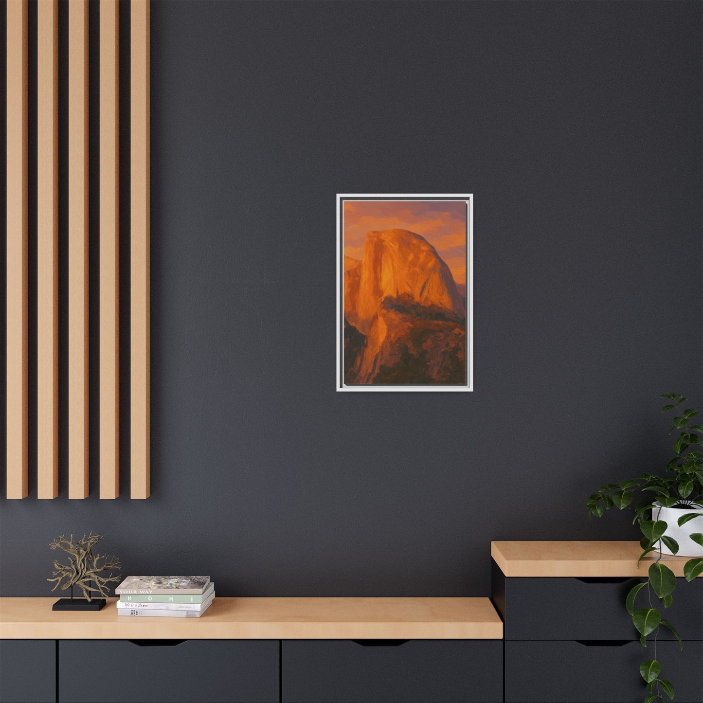Sunset Over Half Dome - Framed Canvas