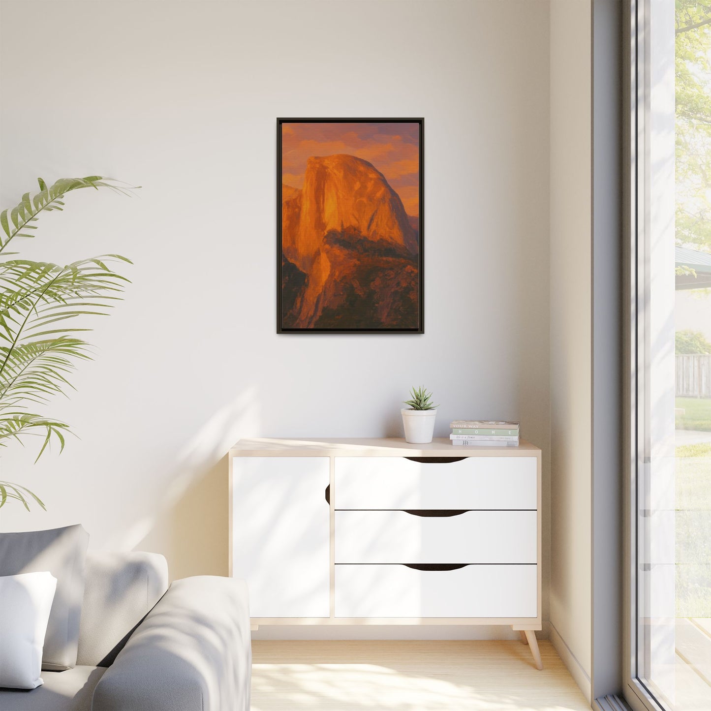 Sunset Over Half Dome - Framed Canvas