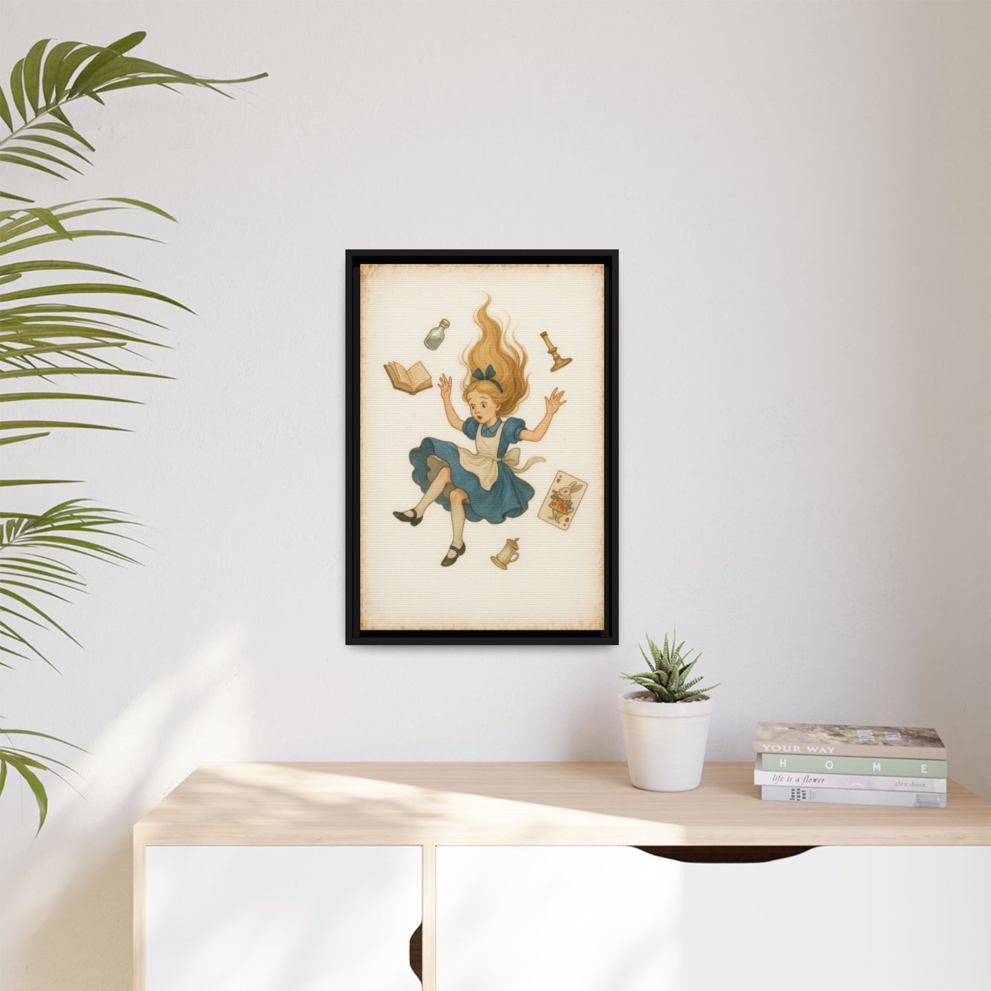 Alice Down the Rabbit Hole - Framed Canvas