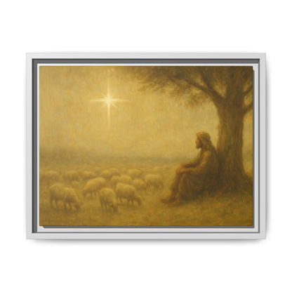 Shepherd In The Field - Framed Canvas