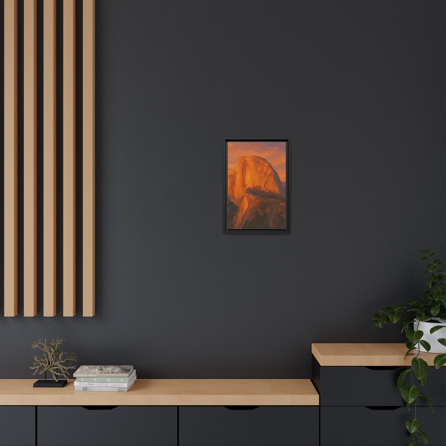 Sunset Over Half Dome - Framed Canvas