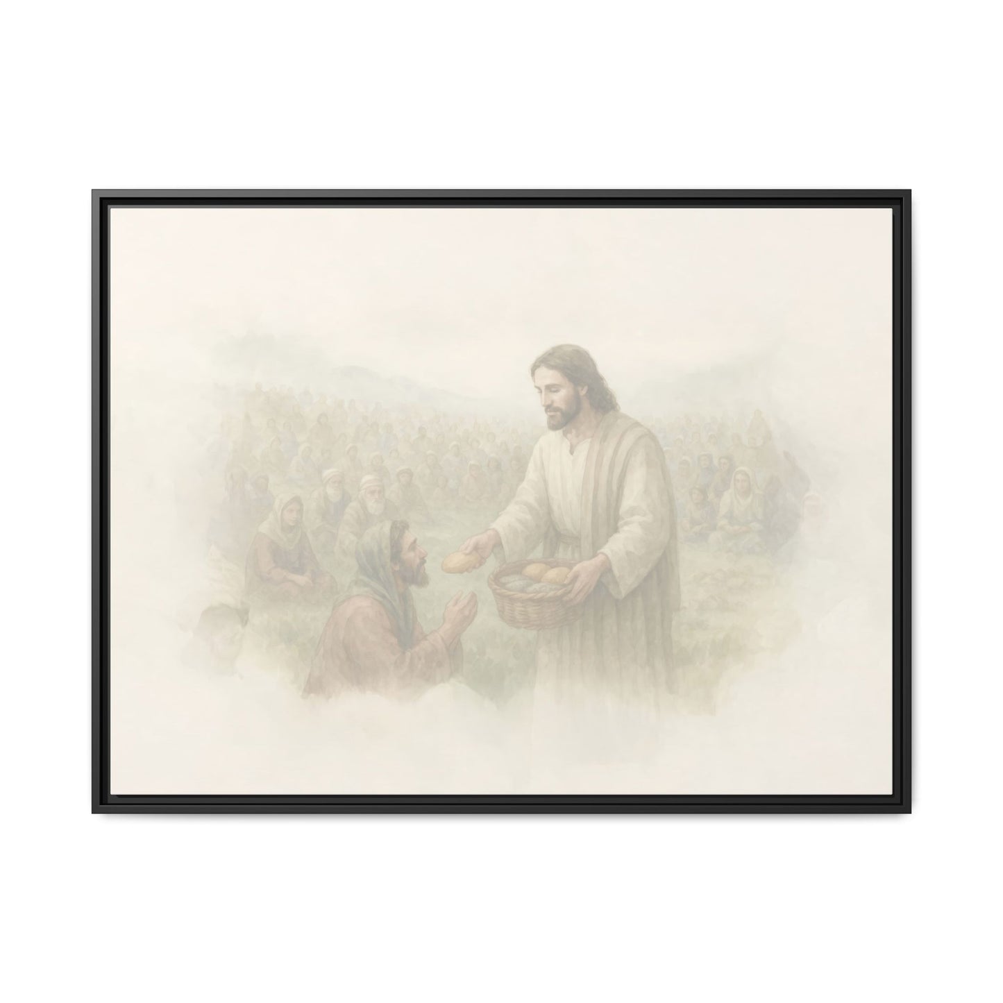 Jesus Feeds The 5,000 - Framed Canvas