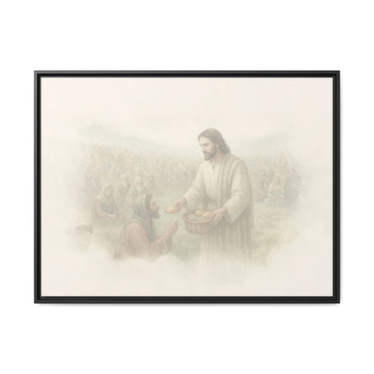 Jesus Feeds The 5,000 - Framed Canvas