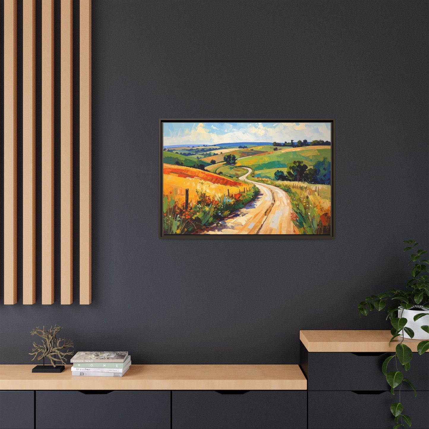 Lazy Country Road #3 - Framed Canvas