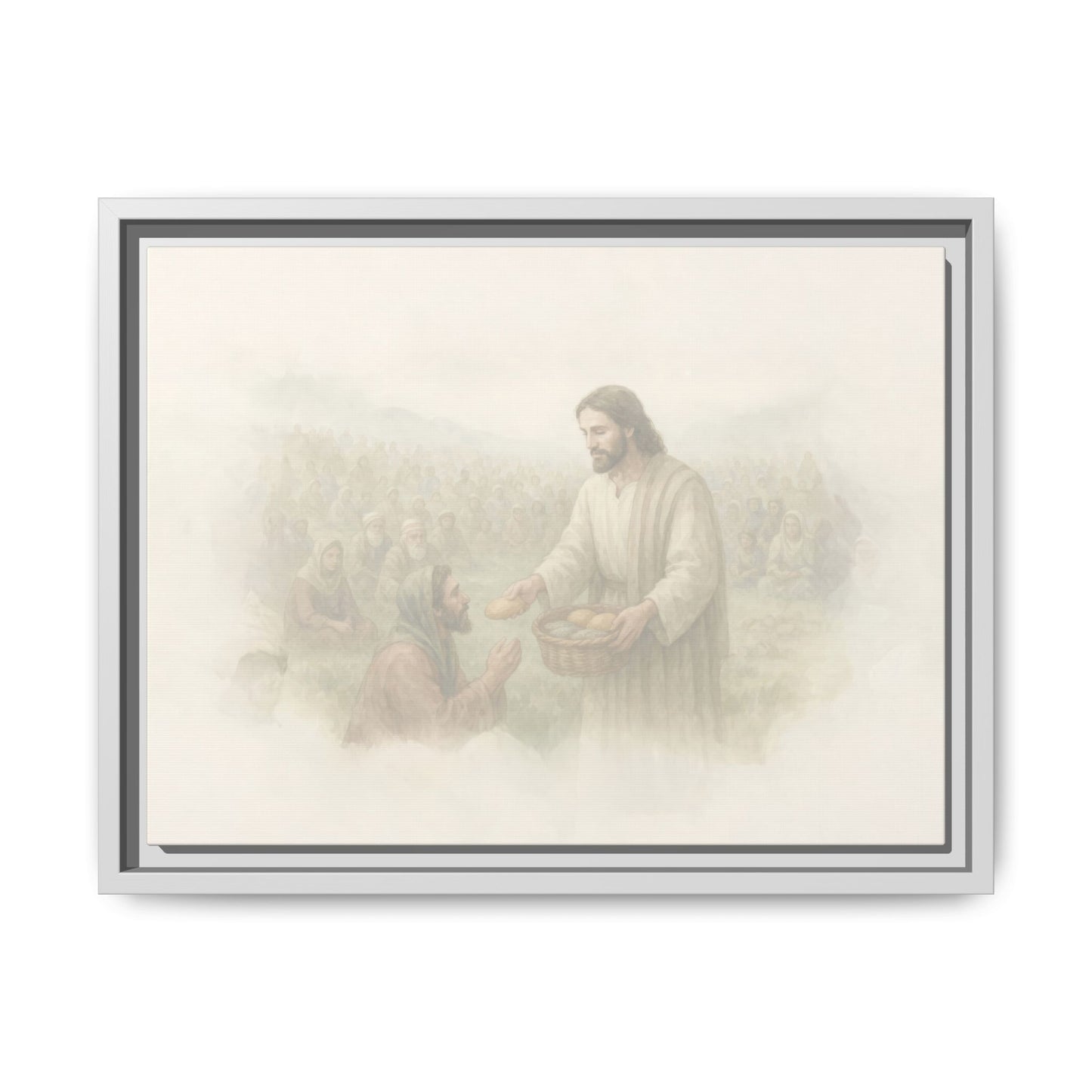 Jesus Feeds The 5,000 - Framed Canvas