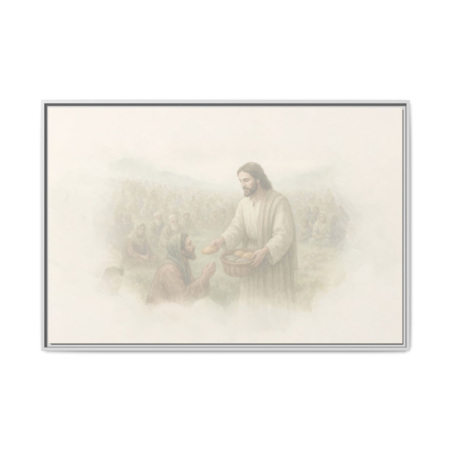 Jesus Feeds The 5,000 - Framed Canvas