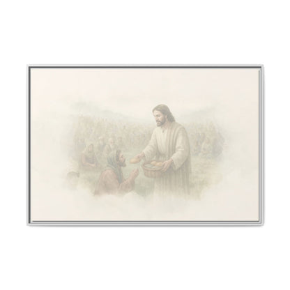 Jesus Feeds The 5,000 - Framed Canvas