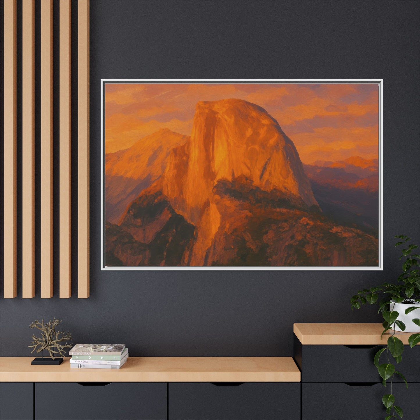Sunset Over Half Dome - Framed Canvas