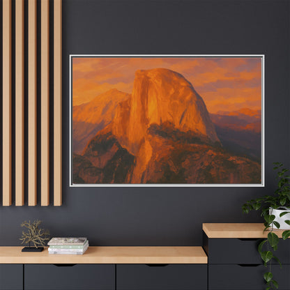 Sunset Over Half Dome - Framed Canvas