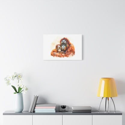 Orangutan and Baby Watercolor Canvas