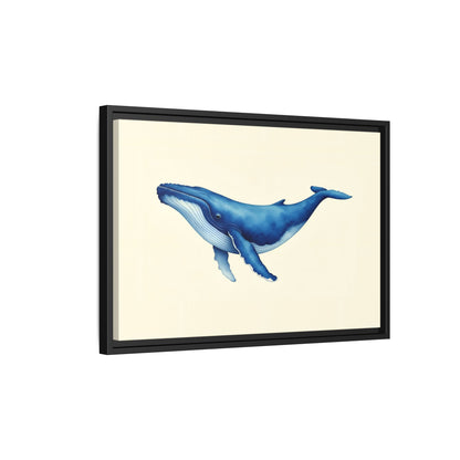 Blue Whale Watercolor - Framed Canvas