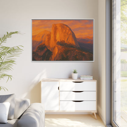 Sunset Over Half Dome - Framed Canvas