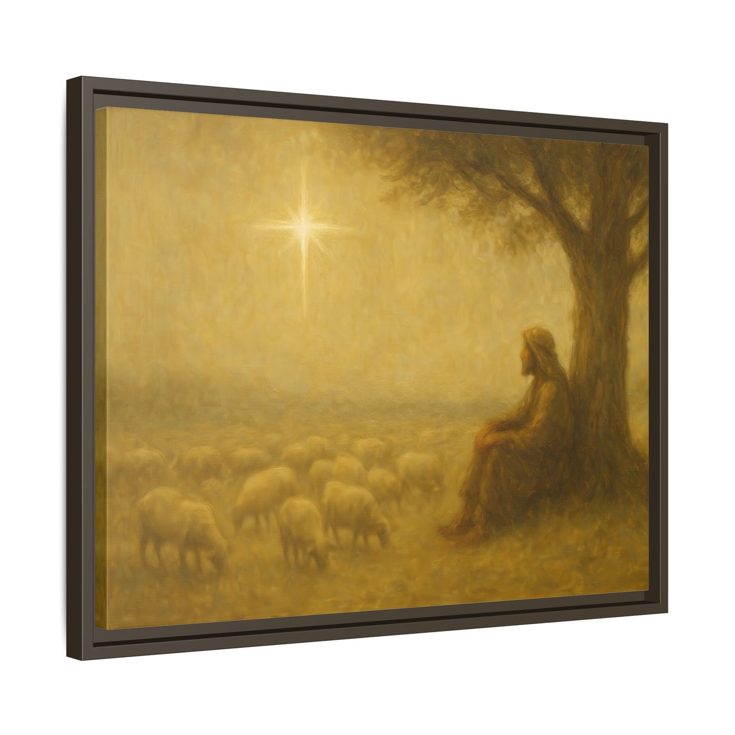 Shepherd In The Field - Framed Canvas
