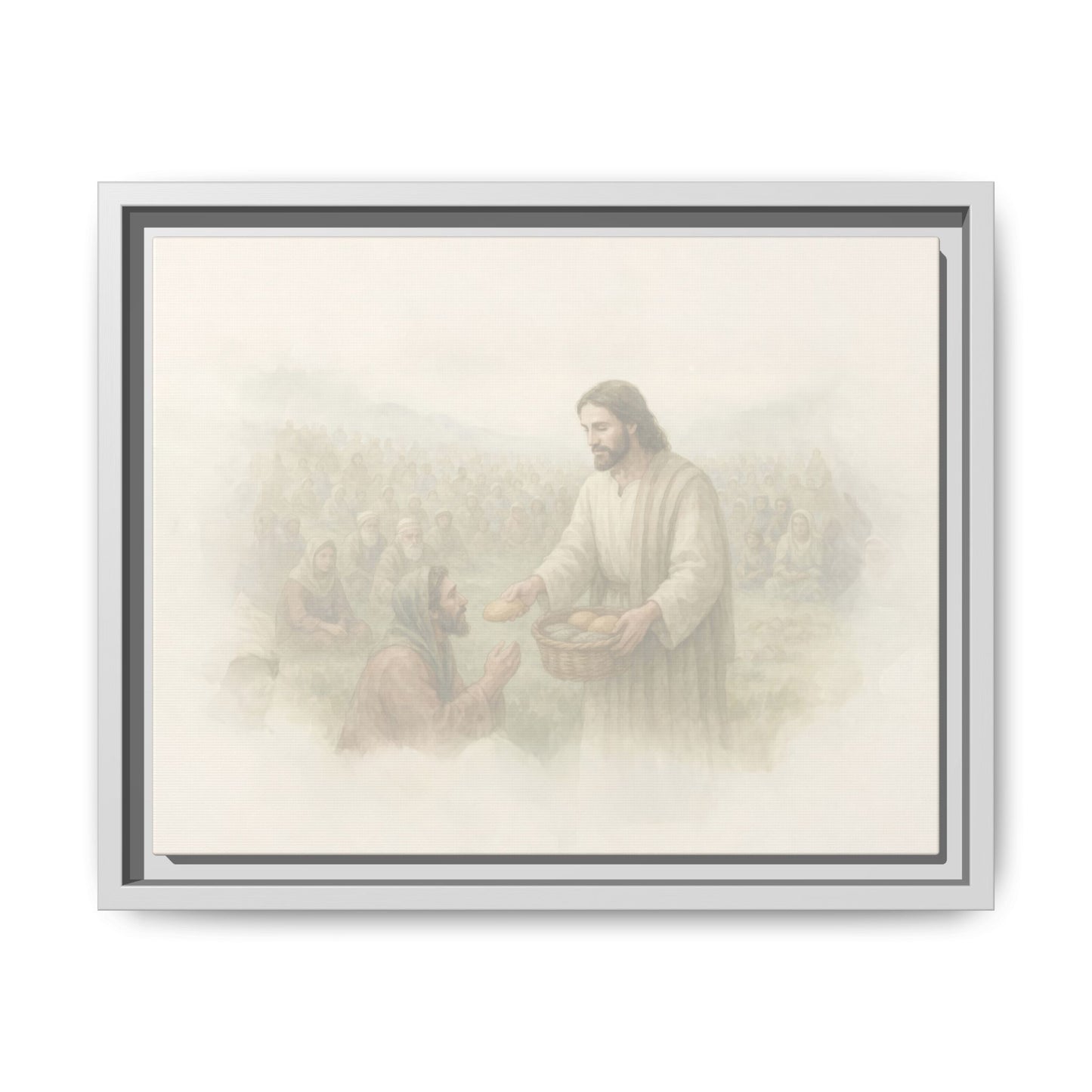 Jesus Feeds The 5,000 - Framed Canvas