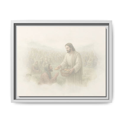 Jesus Feeds The 5,000 - Framed Canvas