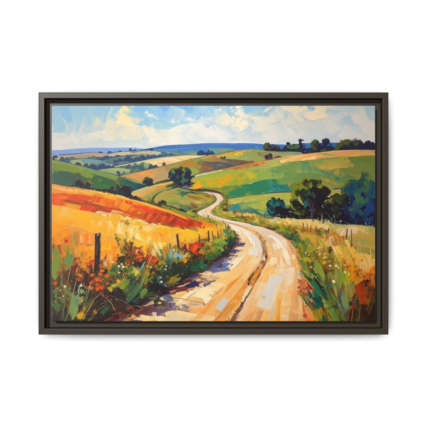 Lazy Country Road #3 - Framed Canvas
