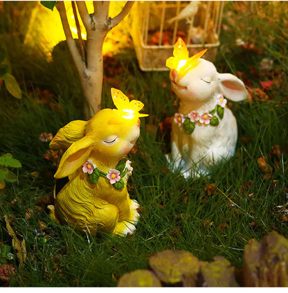 Solar Powered Rabbit Shaped Butterfly - Outdoor Decoration