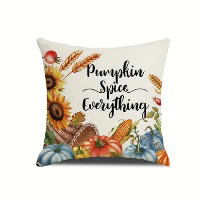 4pcs Linen Autumn Pumpkin Throw Pillow Covers 18x18"